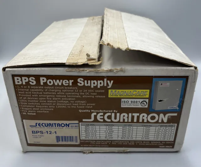 Securitron BPS-12-1, 12 Volt, 1 Amp DC Power Supply for Electronic Door Locks
