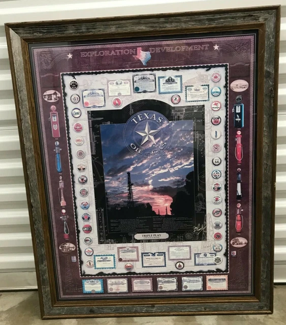 TEXAS OIL GAS Historic Date Amoco Buffalo Hancock Sky Chief Chevron Shell Poster