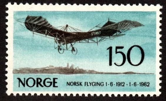 Norway 1962 Aviation, Early Monoplane Aircraft,  MNH/UNM