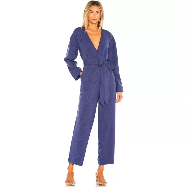 Revolve House of Harlow 1960 Marcello Floral Jacquard Jumpsuit in Navy Blue