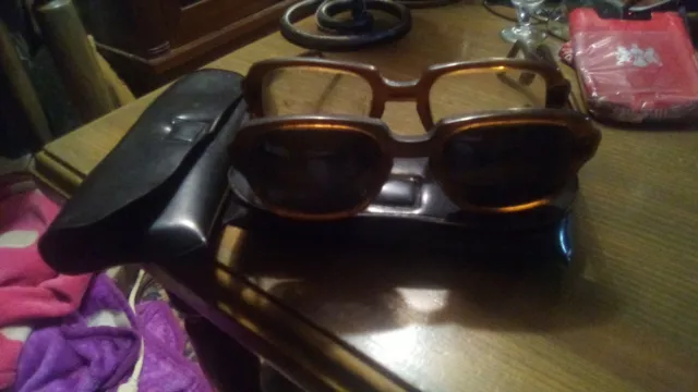 Vintage USS Military Issued 4 1/2-5 3/4 brown eye glass frames Vintage USS Military Issued 4 1/2-5 3/4 brown eye glass frames