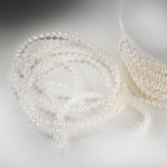 3mm PEARL BEADS ON STRING Sewing Cake Trim Wedding Bridal Craft Trimming