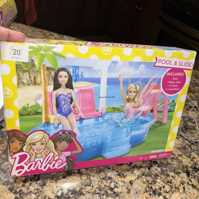 Barbie Glam Pool Playset Includes Drinks And Slide