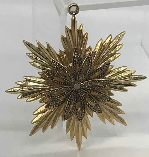 Retro Vintage 1970's Gold-Tone Modernist Snowflake Star Pendant Christmas Gift