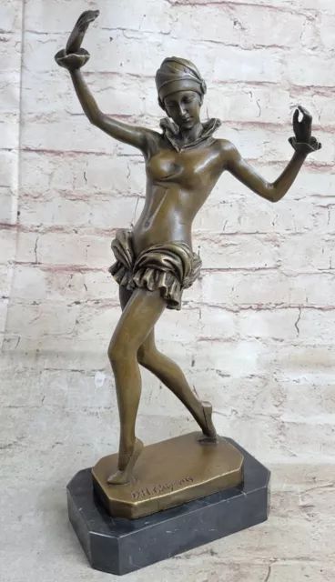 Art Déco Nouveau Chiparus Style Bronze Sculpture Danseuse Marbre Figurine Base