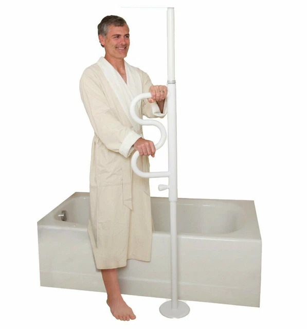Bath Room Assist Grab Bar Mobility Transfer Stander Support Pole Hospital White