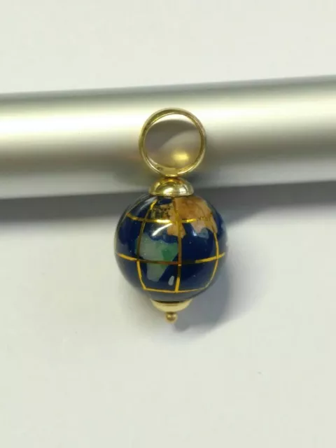 Weltkugel Anhänger Lapislazuli 750 Gelbgold 18K GG Globus Erde blau Inlays Charm