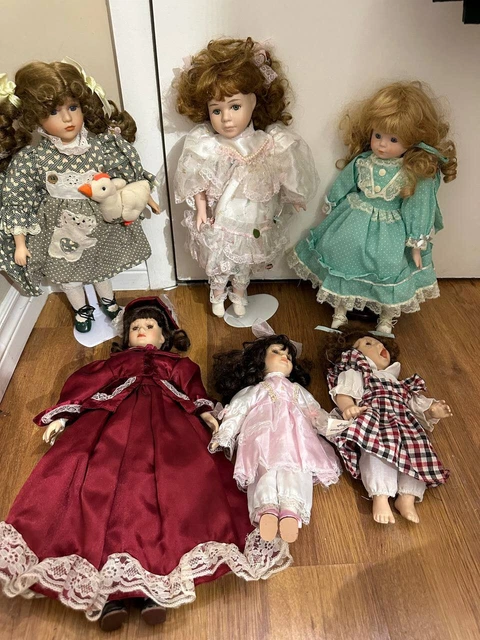 6 Vintage standing dolls porcelain