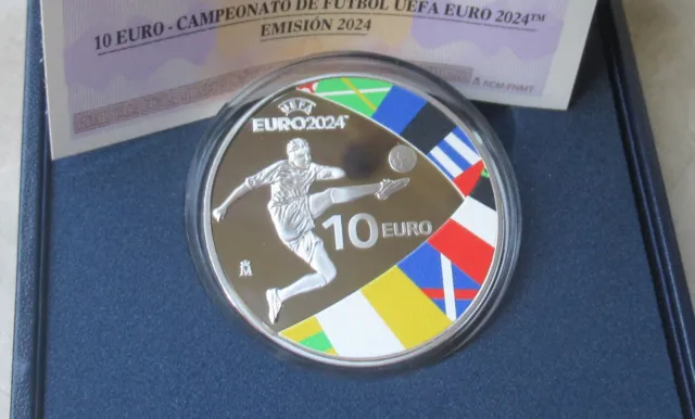 SPANIEN 2024 10 Euro Silber, " UEFA EURO2024" in PP / Proof