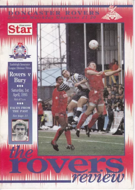 Doncaster Rovers v Bury programme, Division 3, April 1995