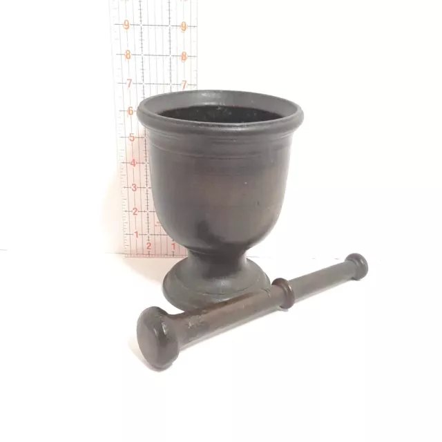 Antique 19th Century 10 Pound Heavy Cast Iron Mortar & Pestle Chalice Apothecary