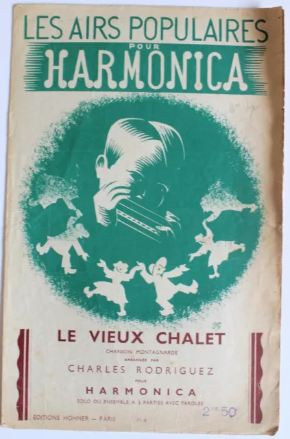 Partition ancienne: LES AIRS POPULAIRES POUR HARMONICA  Musique: RODRIGUEZ.CH