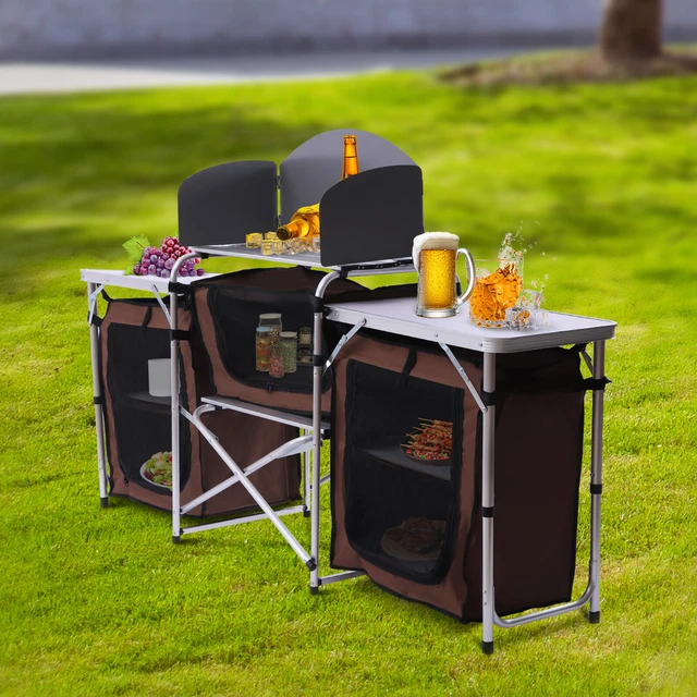 FOLDING CAMPING KITCHEN Table Picnic Table Portable Cooking