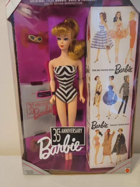 Barbie 35th Anniversary 1993 Reproduction of 1959 Doll & Box Blonde 11590 NRFB