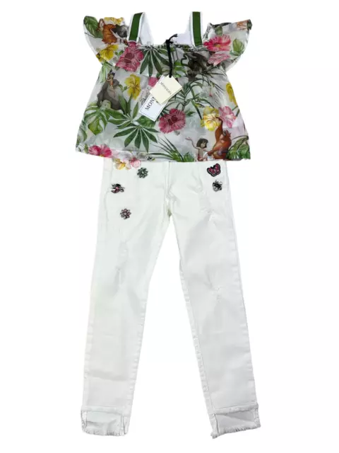 Monnalisa Jeans Top Set Pants RRP Â£279 Jungle AGE 6 Years Teens Kids Girls C411