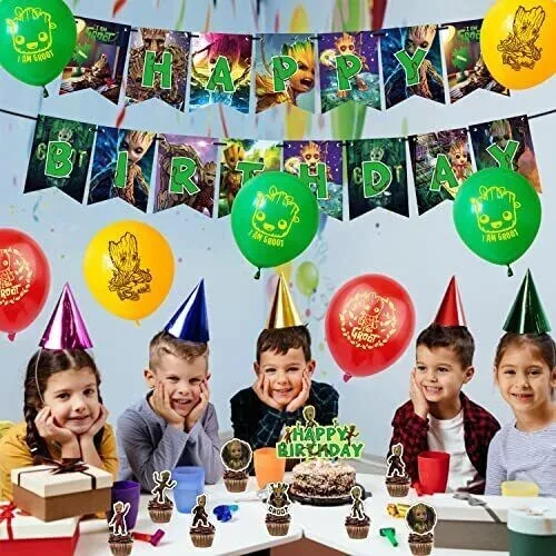 Baby Groot Birthday Party Decorations Guardians of the Galaxy Banner Balloons UK