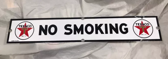 Vintage Original 1940s Texaco Porcelain No Smoking Sign In Great Condition