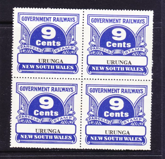 RAILWAY STAMP: NSW  1974  9c  "URUNGA"  NO WMK  MUH BLOCK OF 4