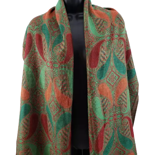 Pashmina Women's Shawl Green Red Blue Large Fringe Scarf 28x70 Inches