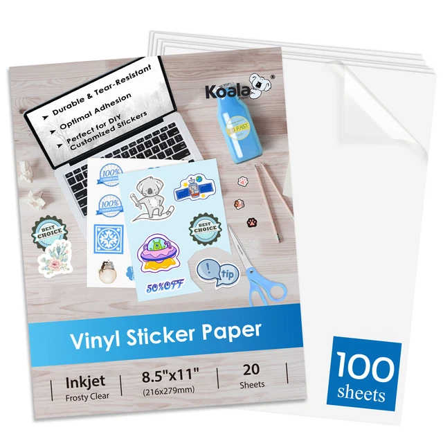 100 SHEETS INKJET Printable Vinyl Sticker Paper Waterproof Glossy Label