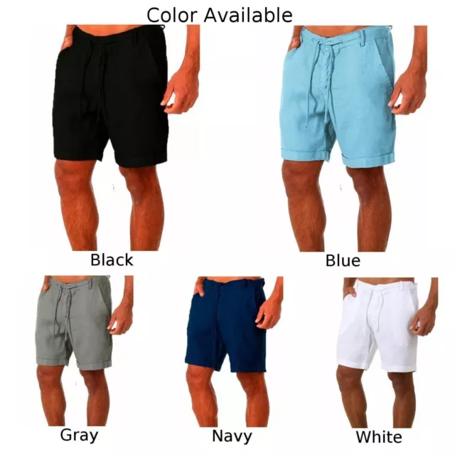 Short décontracté d'été pour hommes ample pantalon en lin en coton taille é 3