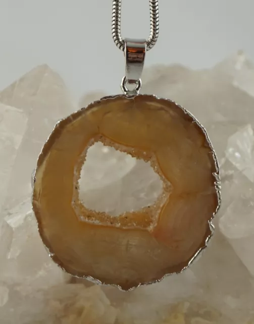ACHAT GEODE DRUSE GEODENSCHEIBE Anhänger mit Öse Edelstein-Anhänger n4