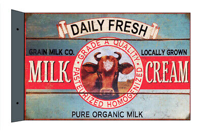 Daily Fresh Milk Cream Ad Reproduction 22 g Metal 12"x18" Flange Sign RVG1427F