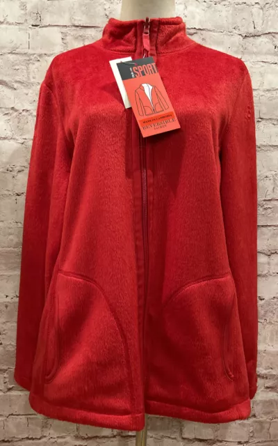 Style & Co SPORT Reversible Fleece Jacket Full Zip Red Amore Womens Size L NEW