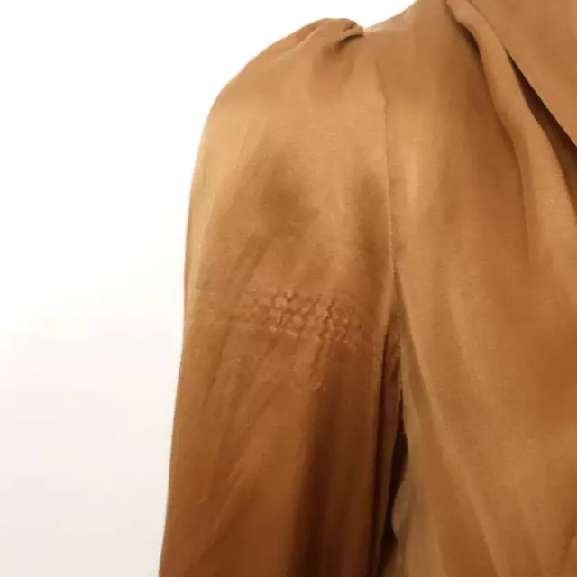 Zimmermann Plunge Wrap Romper Gold Silk Satin Size 1 Long Sleeve Playsuit 2