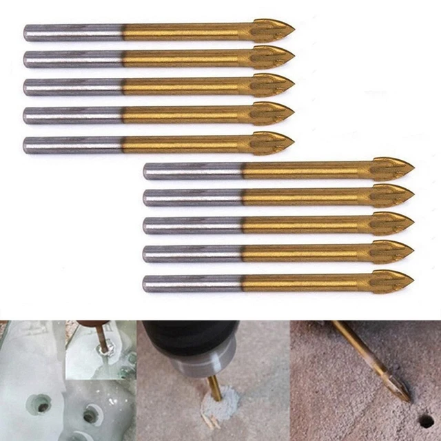 6 Forets Carrelage Tungstène Titane - 3/4/5/6/8/10mm - Pour Céramique Et Verre - Queue Hexagonale