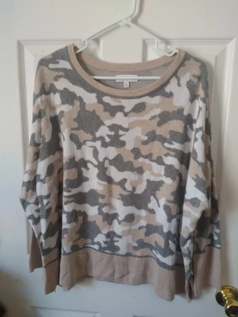 New Directions Camo Sweater Women's Size XL Soft Neutral Lighweight