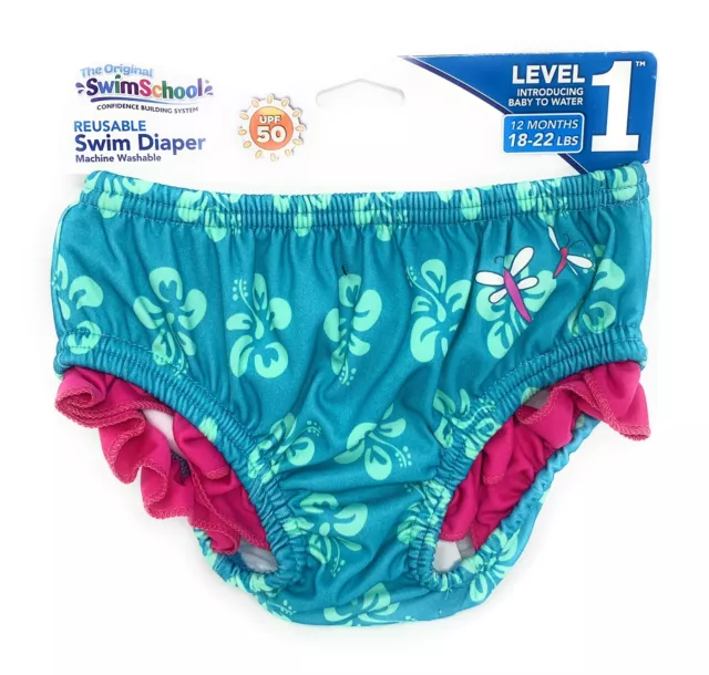 Girl's Swim School Reusable Swim Diaper Level 1 Fits 18-22 Months Pool Friendly