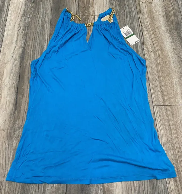 Michael Kors Women Summer Dress Blue Chains Large New NWT Sleeveless MSRP $89.50