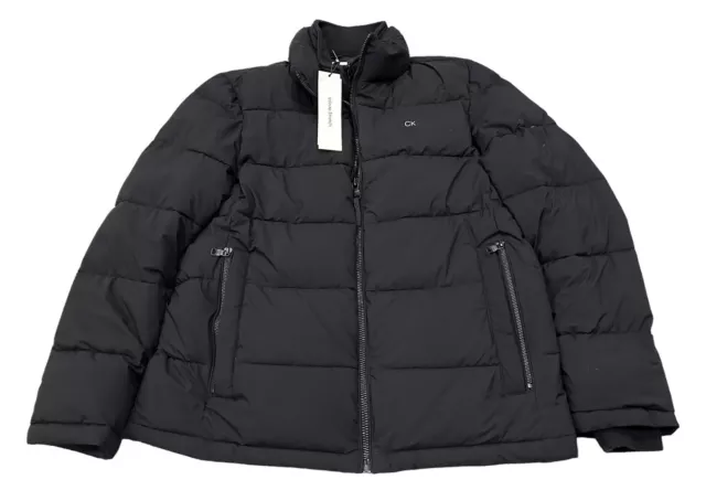 NEW Calvin Klein Men's Collared Down Puffer Coat Jacket Black Size Medium M NWT