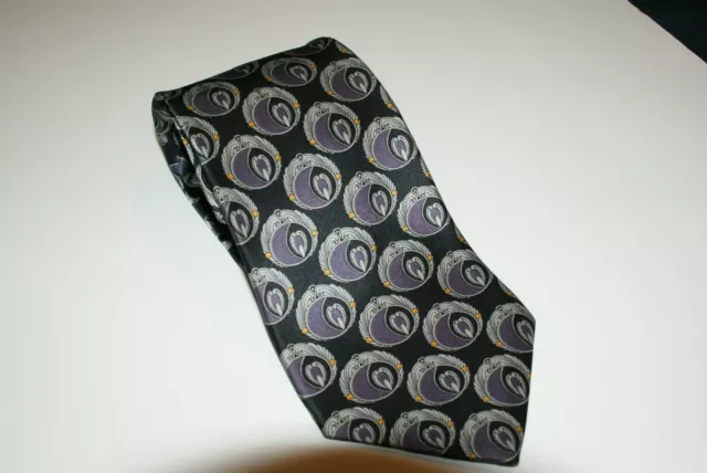 George Machado ZYLOS Men's Necktie Tie 100% Italian Silk Black ,Silver, Purple