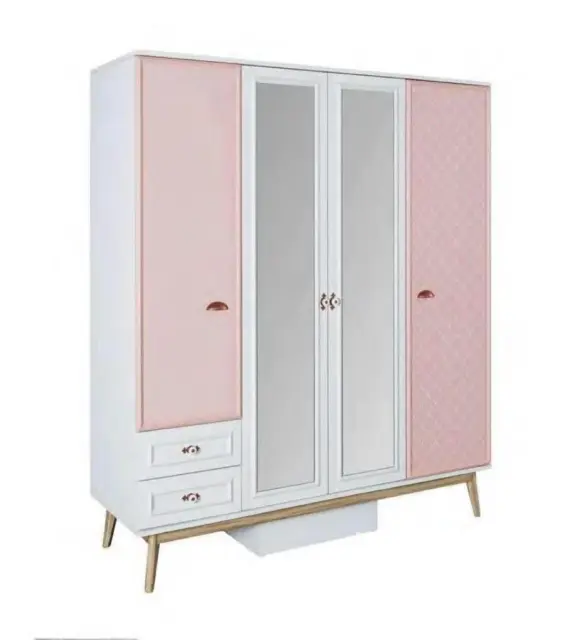 Armario de madera moderna armario de madera habitación juvenil estante armario niña rosa