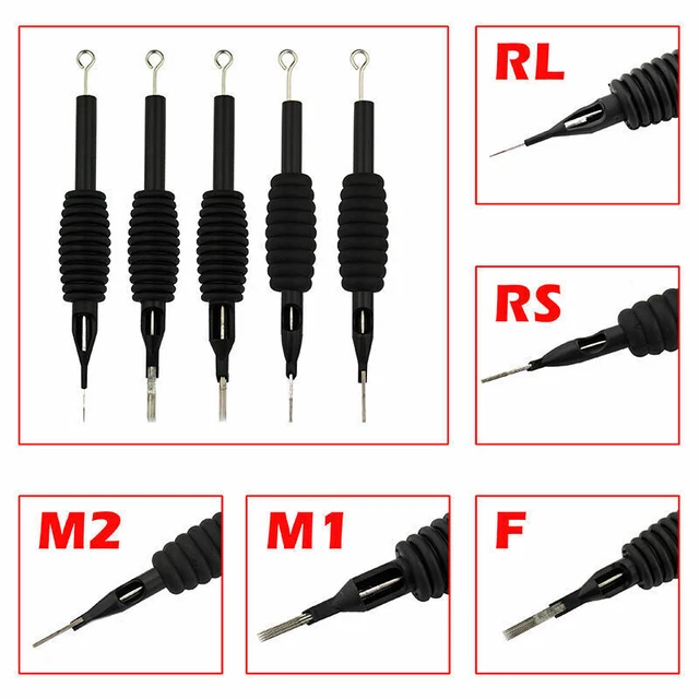 10 piezas aguja de tatuaje desechable estéril con agarre y punta de tubo 3/4