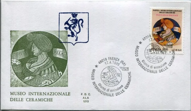 1999 - Italia Fdc Ala 1213 "Museo Internaz. Delle Ceramice " Lire 800-€ 0,41