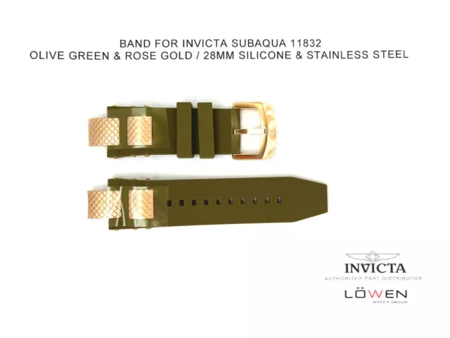 Authentic Invicta Subaqua 11832 Olive Green Silicone & Rose Gold 28MM Watch Band