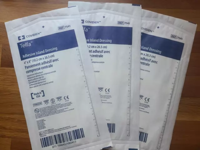 Aderezo adhesivo isla Telfa 4"" x 8"" - conjunto de 3