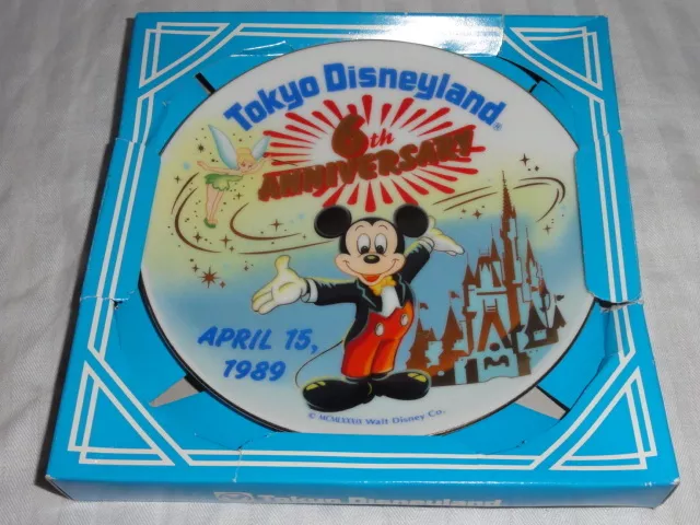 Tokyo Disneyland 6th Anniversary 1989 Decorative Plate w/ Box  Mickey