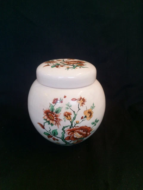 Vintage Sadler Ingwer Glas Topf. Blumenmuster, Deckel. Hergestellt in England. 1960er Jahre