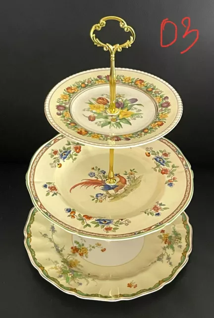 Johnson Bros Old Chelsea & Venton Chelsea Bird 3-tiered Cake Stand, England