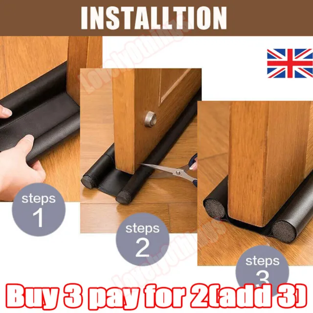 Under Door Foam Double Side Draught Excluder Insulation Cold Air Stopper Seal UK