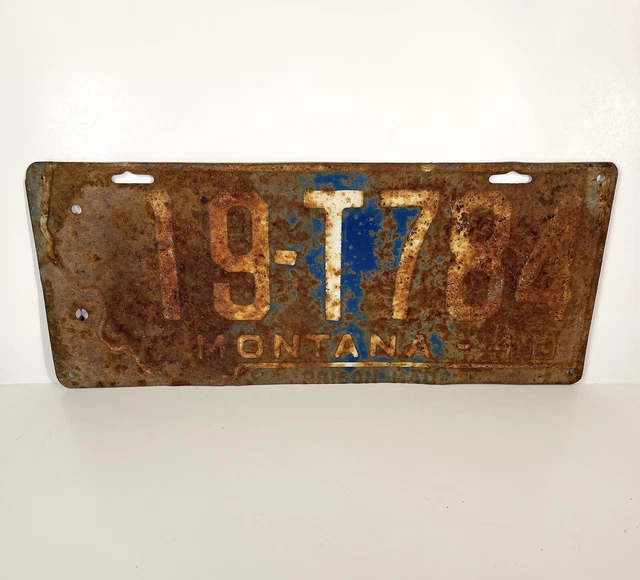 VINTAGE LICENSE PLATE 1940 Montana Prison Made Metal Car Tags Plates