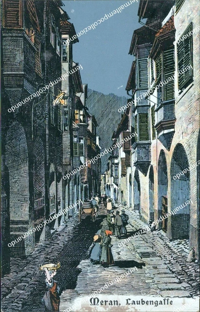 ce86 cartolina meran merano laubengaffe provincia di  bolzano trentino