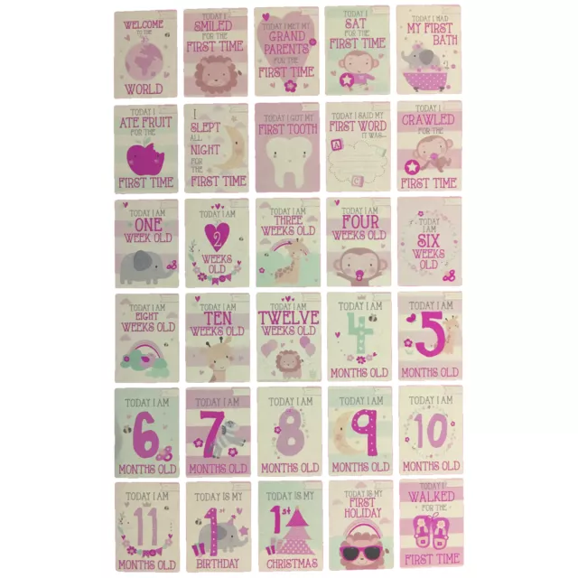 30 Memorable Moment Milestone Cards - Keepsake “Baby’s 1st Year” - GIRL 2