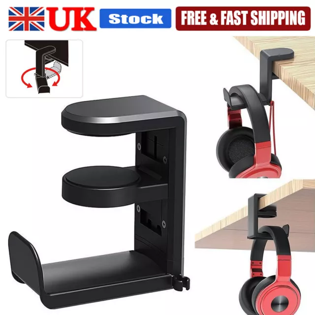 360° PC Gaming Headphone Headset Earphone Stand Hook Hanger Holder Under Desk