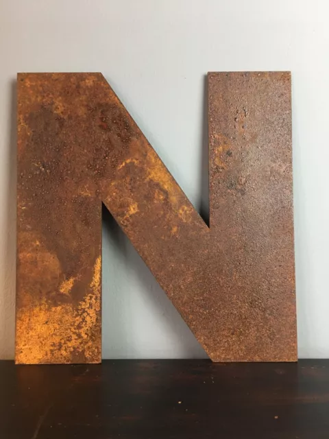 N Industrial Rusty Lettering Letters Sign Metal Shop Front Home Font 12inch