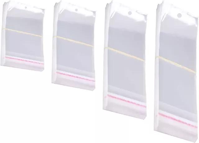 400Pcs Self Sealing Bag with Hang Hole Resealable Storage Bag Clear Plastic Hang